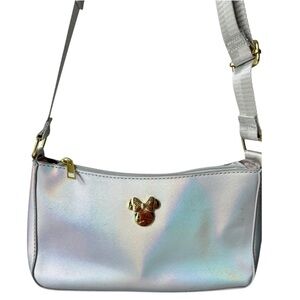 Disney 100th Minnie Mouse Pearl Iridescent Shoulder Bag Holographic Silver